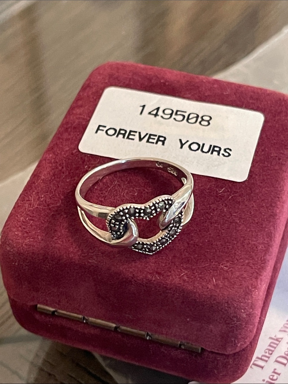 2006 Premier Designs “Forever Yours” Sterling Silver Marcasite Heart Ring Size 8 - Picture 2 of 16
